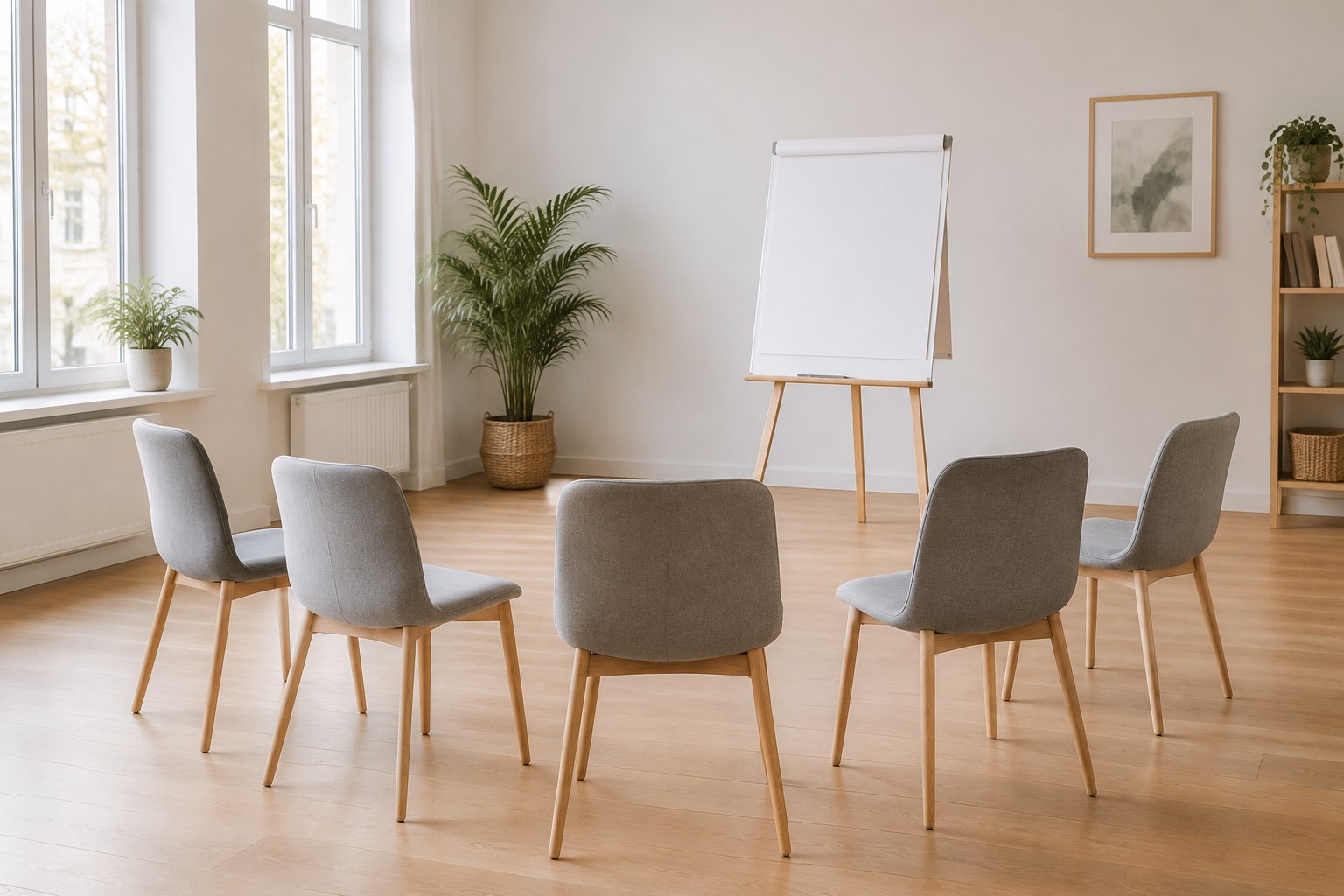 A room set out for a small group career session