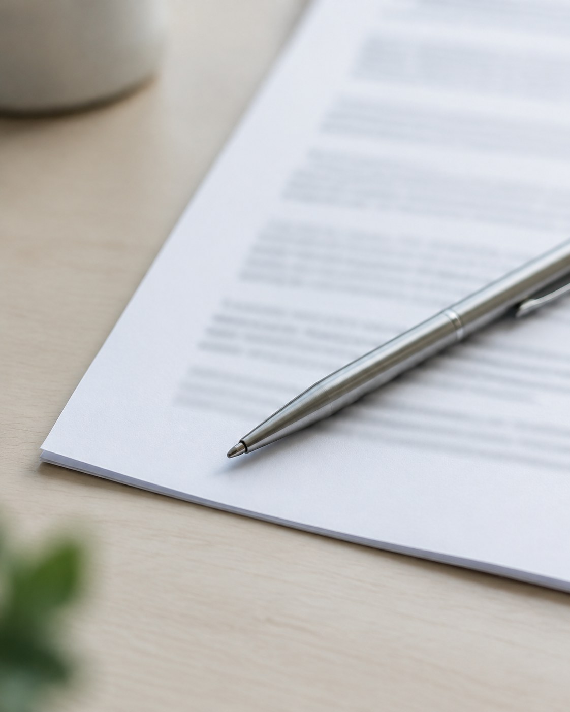 A printed page and a pen on a desk