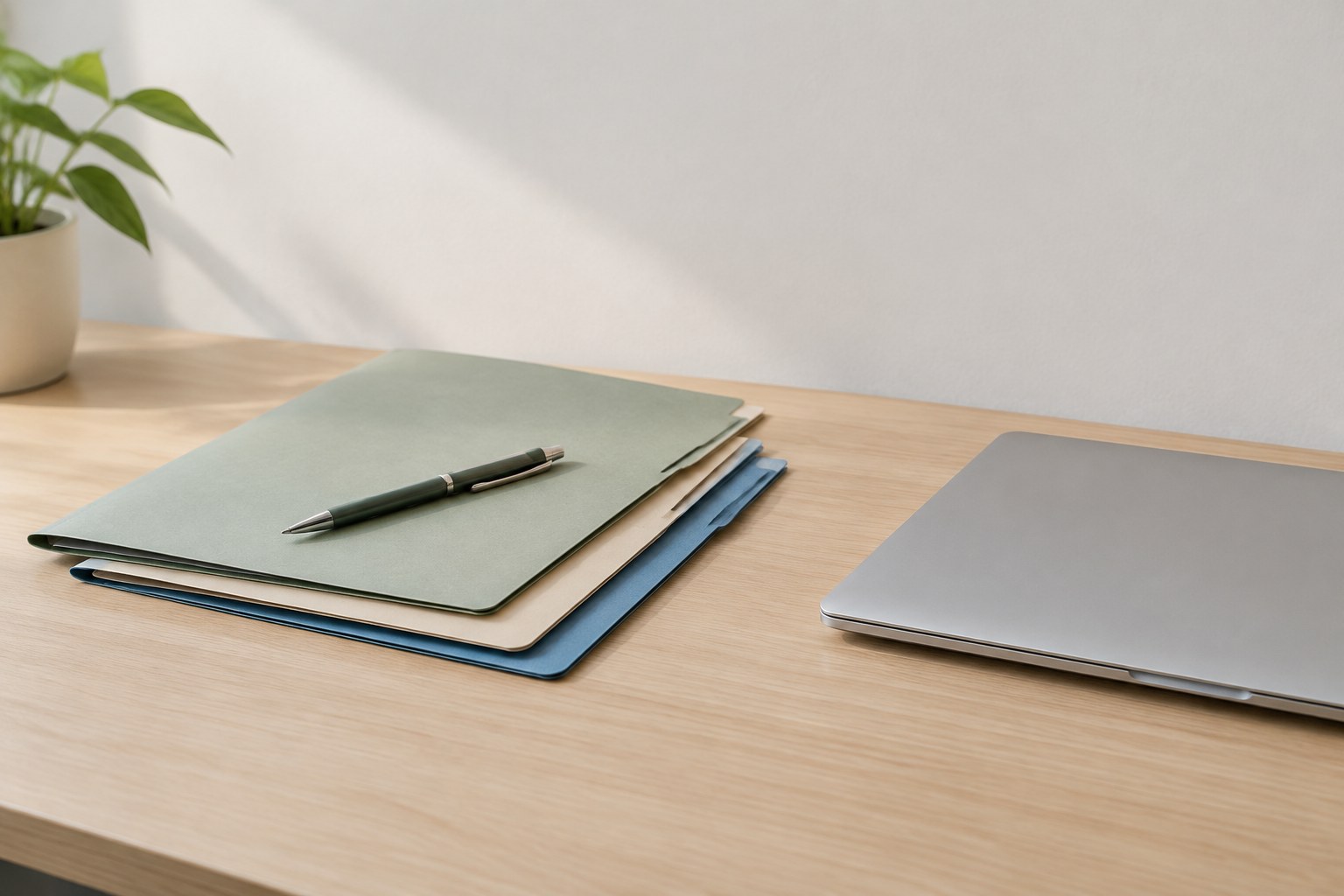 For employers | D & P Consulting Stacked card folders beside a closed laptop